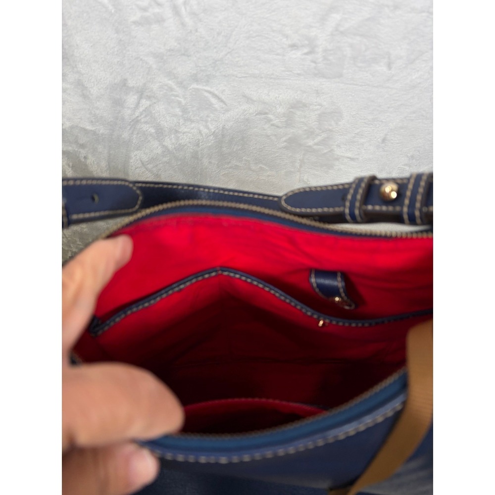 Dooney & Bourke Saffiano Leather Hobo Bag Purse Navy Blue Large Shoulder Bag - Picture 10 of 15
